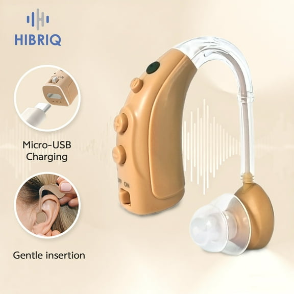 HIBRIQ Digital Hearing Aids for Seniors, Rechargeable Hearing Aids with 16-Channel Sound & 4 Listening Modes, Adjustable Volume, Noise Reduction, Comfort Fit HH-1710