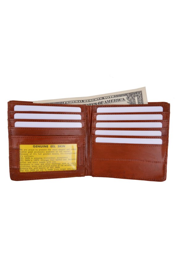 Genuine Eel Skin Bi-fold Mens Hipster Wallet E 711