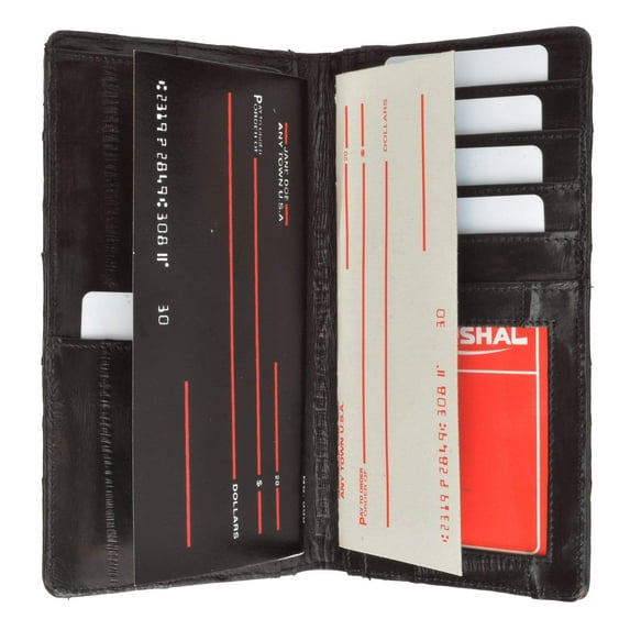 Genuine Eel Skin Leather Checkbook Cover Credit Card Holder ID Window E 154