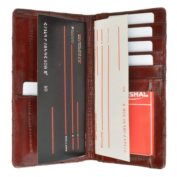 Genuine Eel Skin Leather Checkbook Cover Credit Card Holder ID Window E 154