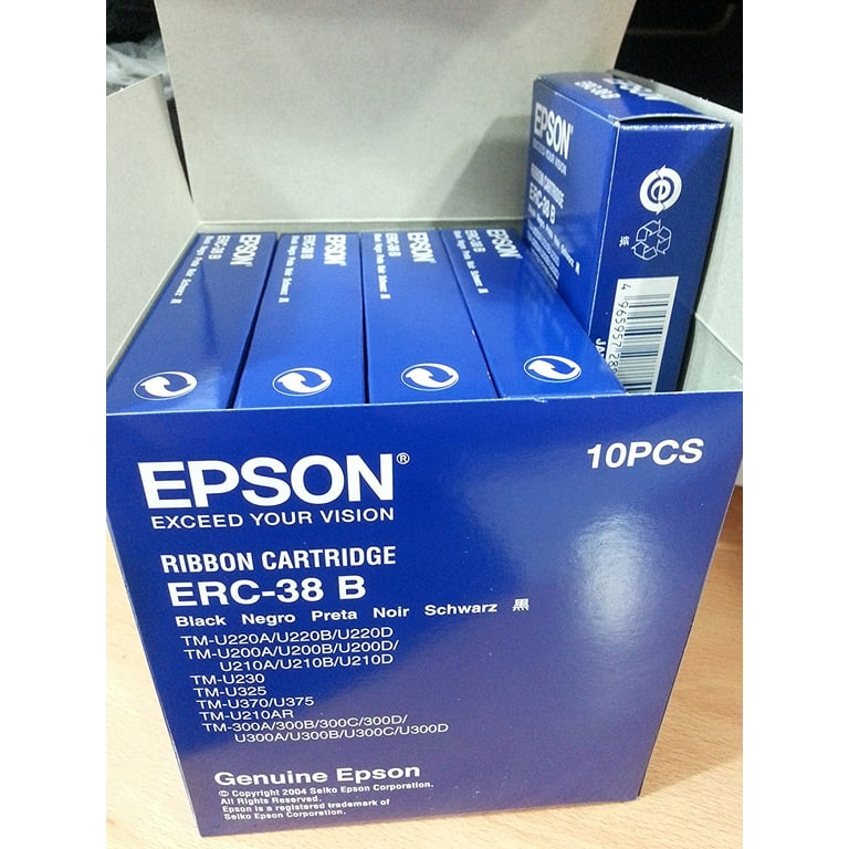 Epson ERC38B Original Dot Matrix Ribbon Cartridge - Black - 10 / Box - 3000000 Characters Epson ERC38B Original Dot Matrix Ribbon Cartridge - Black - 10 / Box - 3000000 Characters