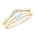 thumbnail image 1 of Rosec Jewels Ethiopian Opal Diamond Wedding Engagement Ring Set of 2 - AAA Quality - Minimal Opal Ring with Enhancer, 10K Yellow Gold, US 9.00, 1 of 8