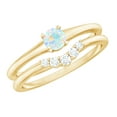thumbnail image 1 of Rosec Jewels Ethiopian Opal Diamond Wedding Engagement Ring Set of 2 - AAA Quality - Minimal Opal Ring with Enhancer, 10K Yellow Gold, US 9.50, 1 of 8