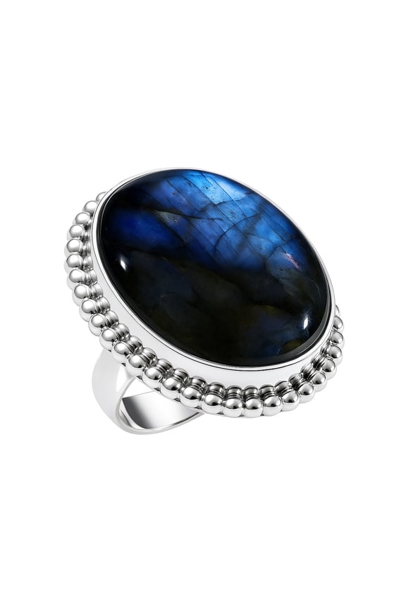 Genuine Ethnic Tribal Gypsy Unique Fashion Ring Women Men 925 Sterling Silver Unique Handmade Jewelry Labradorite Gemstone Ring US Ring Size 9