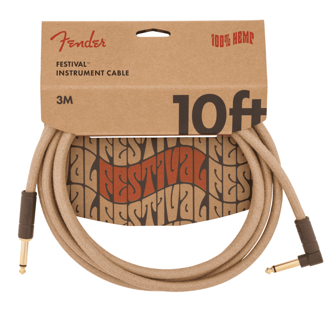 Genuine Fender® 10' Angled Festival Instrument Cable, Pure Hemp, Natural