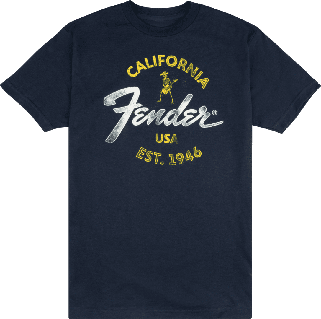 Genuine Fender Baja Blue Short Sleeve 100% Cotton T-Shirt, Medium #9190117406