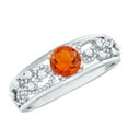 thumbnail image 1 of Rosec Jewels Genuine Fire Opal Solitaire Band Ring with Diamond (0.50 CT, AAA Quality), 14K White Gold, US 7.00, 1 of 6