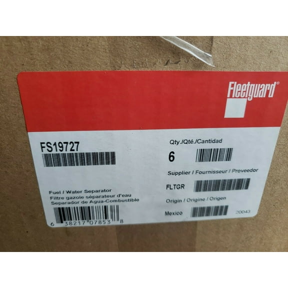 Genuine Fleetguard FS19727 Fuel/Water Separator Free Shipping (Pack of 6)