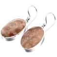 thumbnail image 1 of Genuine Fossil Coral Flower Patterned 925 Sterling Silver French Wires Earrings, 1 3/16", 1 of 2