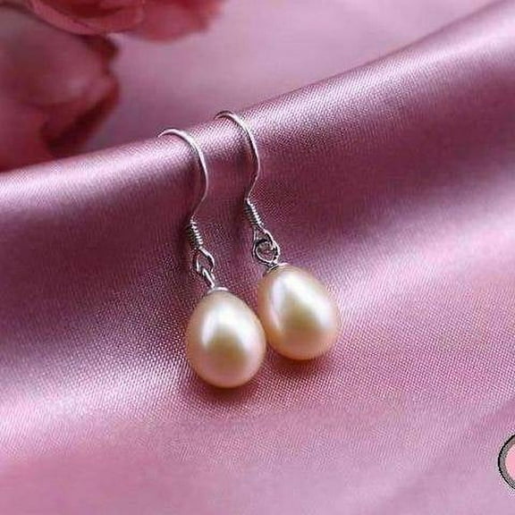 Genuine Freshwater Pearl Drop Hook Sterling Silver Earrings for Woman In White, Light Rose, Lavende Everyday Wear or Special Occasions