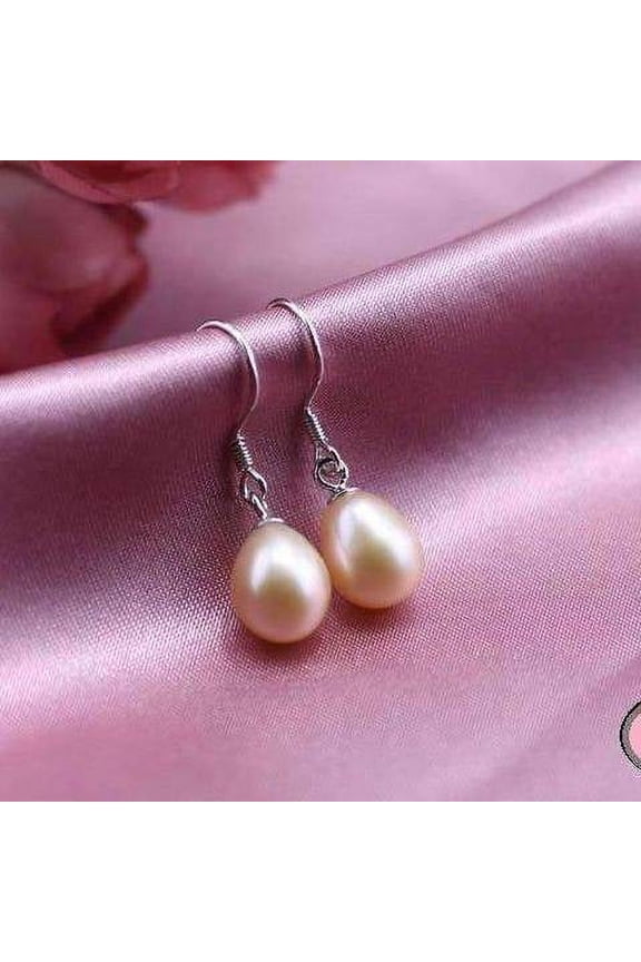Genuine Freshwater Pearl Drop Hook Sterling Silver Earrings for Woman In White, Light Rose, Lavende Everyday Wear or Special Occasions
