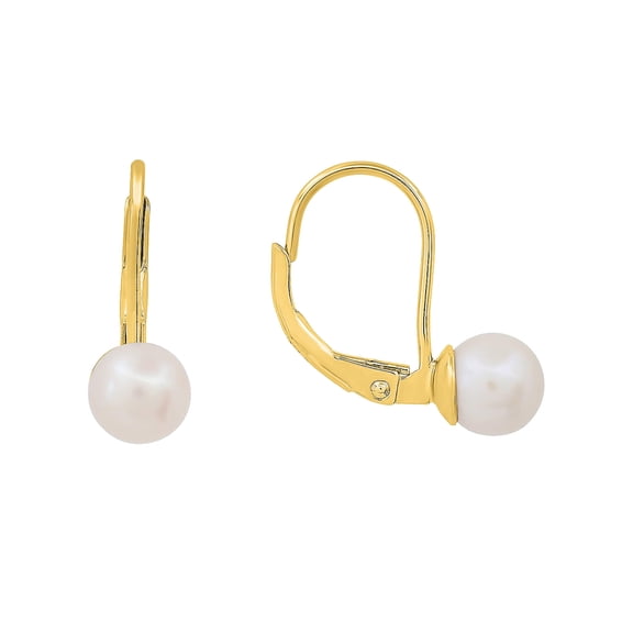 Genuine Freshwater Pearl Leverback Earrings - Graceful Drop Design - 14K Gold-Plated Brass - Stunning 6 mm Freshwater Pearls - Easy to Wear - Perfect for Stylish Looks