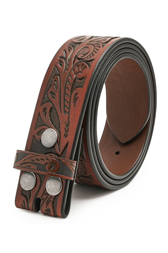 Genuine Full Grain Western Engraved Tooled Leather Belt Strap Belt 1-1/2" Wide