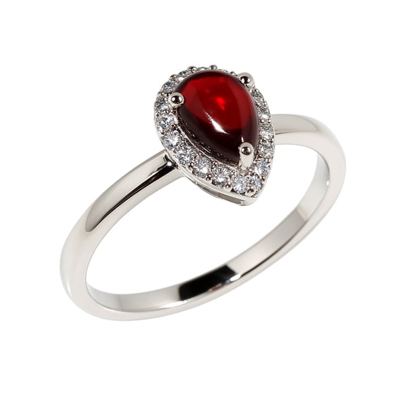 Genuine Garnet & Cubic Zirconia Gemstone 925 Sterling Silver Modern Contemporary Designer Handmade Cocktail Fashion Ring Jewelry for Women by Artisans, Uk Ring Size R1/2