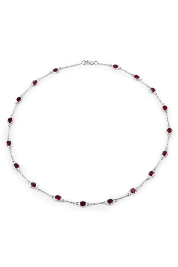 Genuine Garnet Necklace in 925 Sterling Silver with Rhodium Plating 8.10 Carat Oval January Birthstone Jewelry Gift for Women