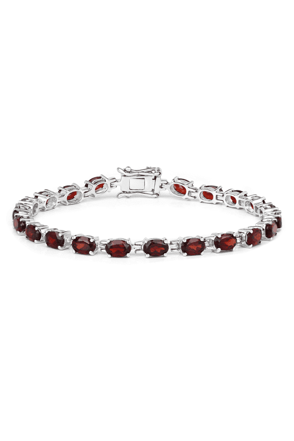 Genuine Garnet Tennis Bracelet in 925 Sterling Silver 11.22 Carat Oval Tennis Jewelry Gifts For Women