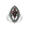 thumbnail image 1 of Genuine Garnet and Swarovski Marcasite Sterling Silver Oxidized Ring, 1 of 4