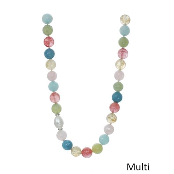 Genuine Gemstone and Freshwater Pearl Necklace