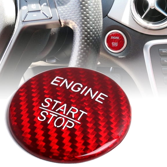 Genuine Gloss Red Carbon Fiber Made Engine Push Start/Stop Button Decoration Cover Trim For Mercedes Keyless Engine Start