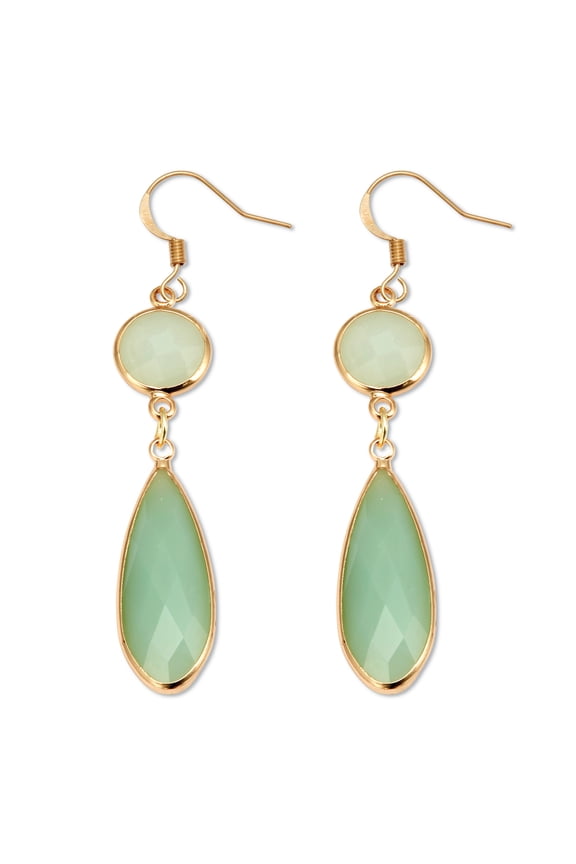 Genuine Green Aventurine Goldtone Drop Earrings