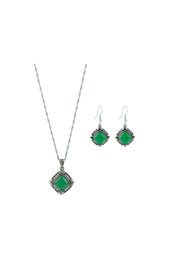 Genuine Green Aventurine Necklace, Pendant and Earrings Set