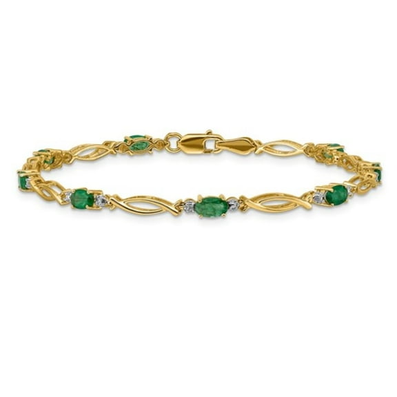 Genuine Green Emerald Bracelet 14K Gold Bracelet