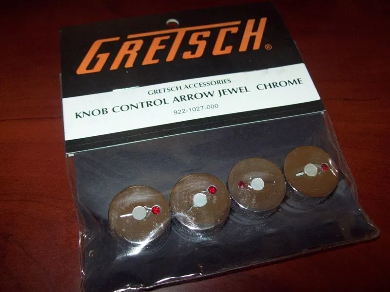 Genuine Gretsch Knobs (4), with Arrow & Jewel, CHROME, 922-1027-000