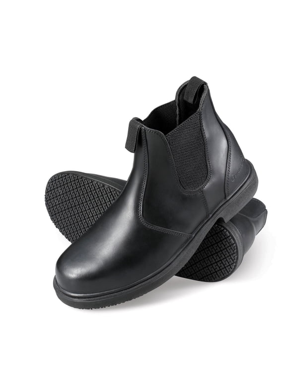 7141-10.5W Mens Slip-Resistant Twin Gore Wide Work Boot Black - Size 10.5