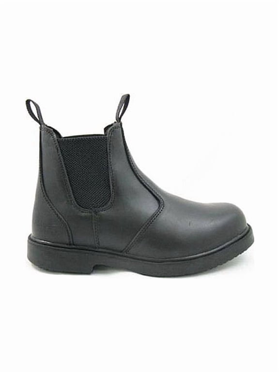 7141-8.5W Mens Slip-Resistant Twin Gore Wide Work Boot Black - Size 8.5