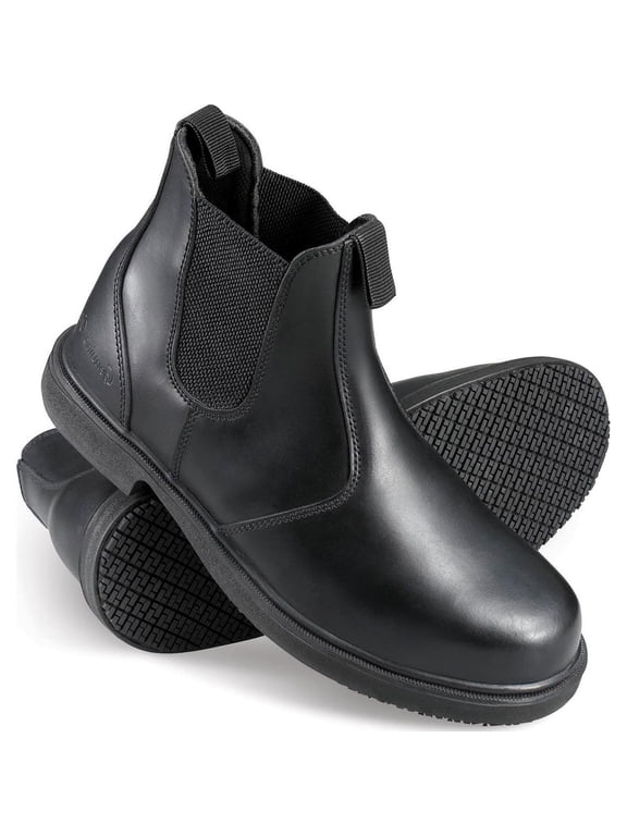 7141-8W Mens Slip-Resistant Twin Gore Wide Work Boot Black - Size 8