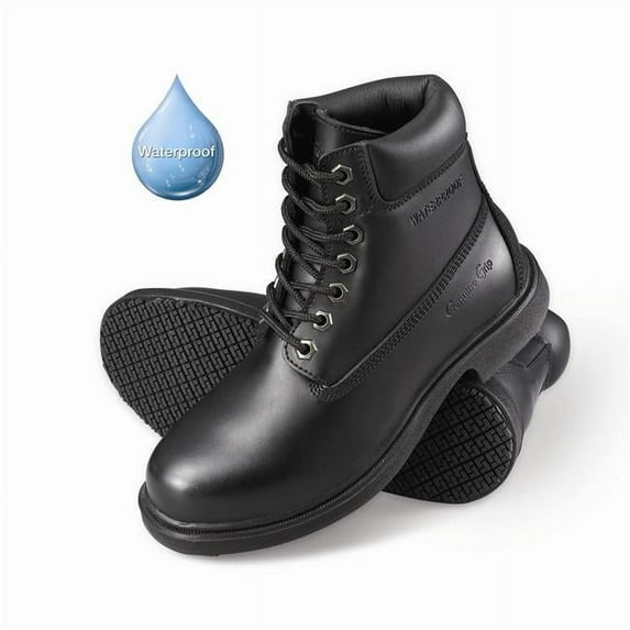 Genuine Grip 760-5.5W Womens Slip-Resistant Waterproof 6 in. Soft Toe Wide Work Boot Black - Size 5.5