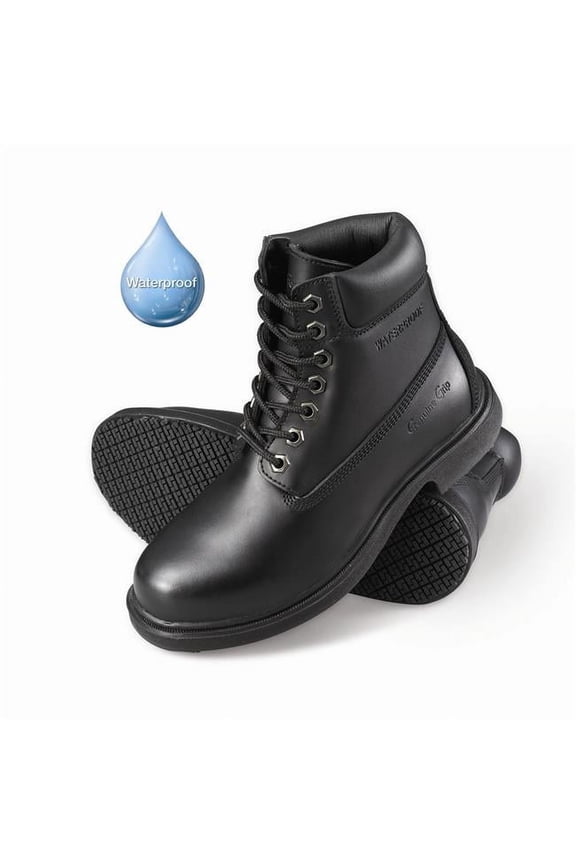 760-5.5W Womens Slip-Resistant Waterproof 6 in. Soft Toe Wide Work Boot Black - Size 5.5