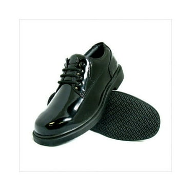 Genuine Grip Men's 7105 Slip-Resistant Oxford Work Shoes in Patent Black