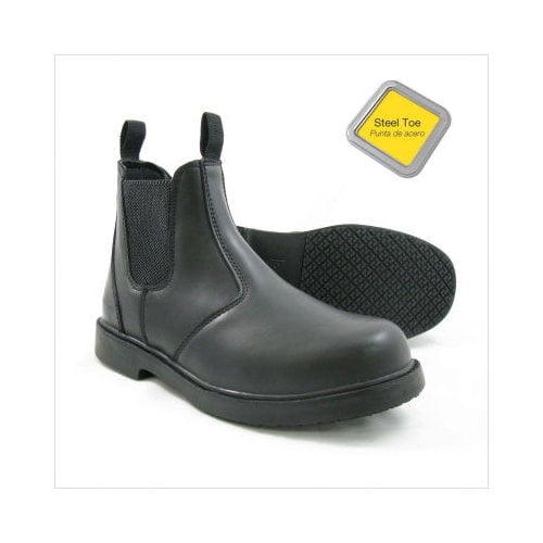 Genuine Grip Men's 7140 Slip-Resistant Steel Toe Work Boots in Black