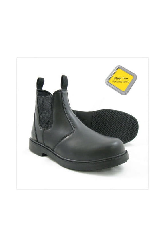 Men's 7140 Slip-Resistant Steel Toe Work Boots in Black