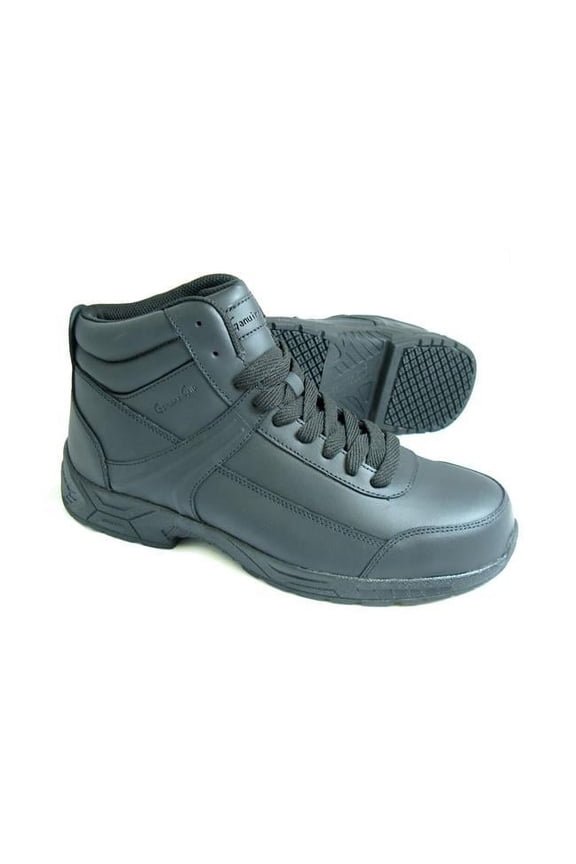 Mens 6 in. Steel Toe Slip-Resistant Leather Work Boot, Black - Size 6