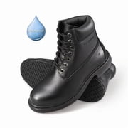 Genuine Grip Mens Slip-Resistant Waterproof 6 in. Soft Toe Wide Work Boot Black - Size 12