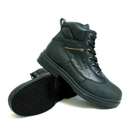 Genuine Grip Mens Slip-Resistant Waterproof Steel Toe Wide Work Boot, Black - Size 11