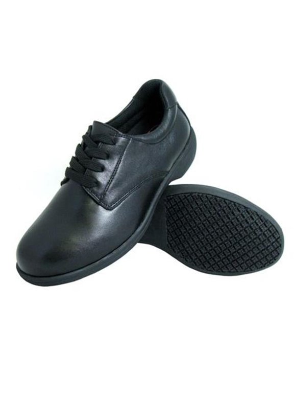 Women's Slip-Resistant Leather Work Oxford - Black - Size 10