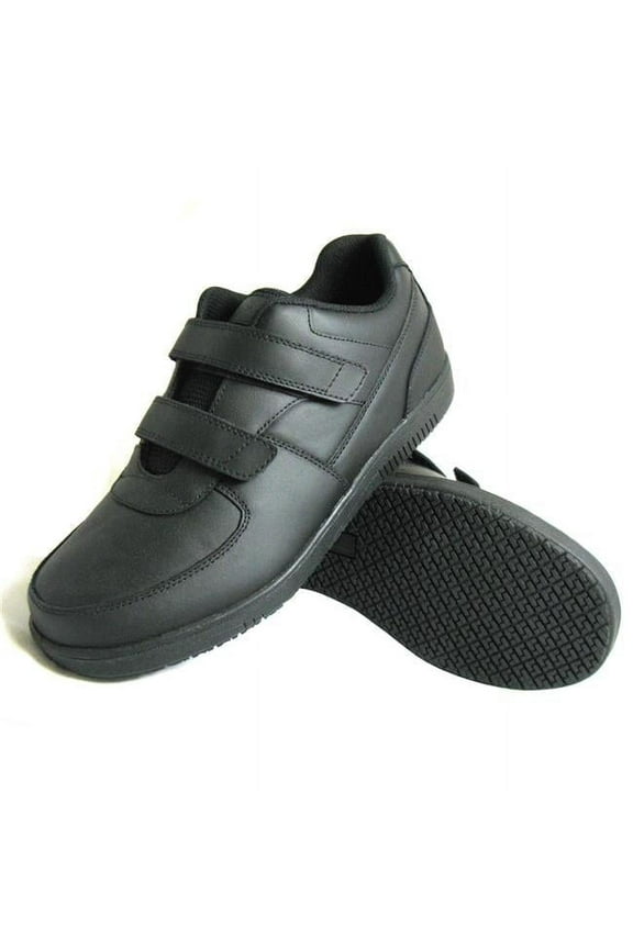 Womens Black Slip-Resistant Cloth Hook & Eye Work Shoes - Size 9