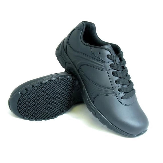 Genuine Grip Womens Slip-Resistant Leather Work Shoes - Black - Size 12