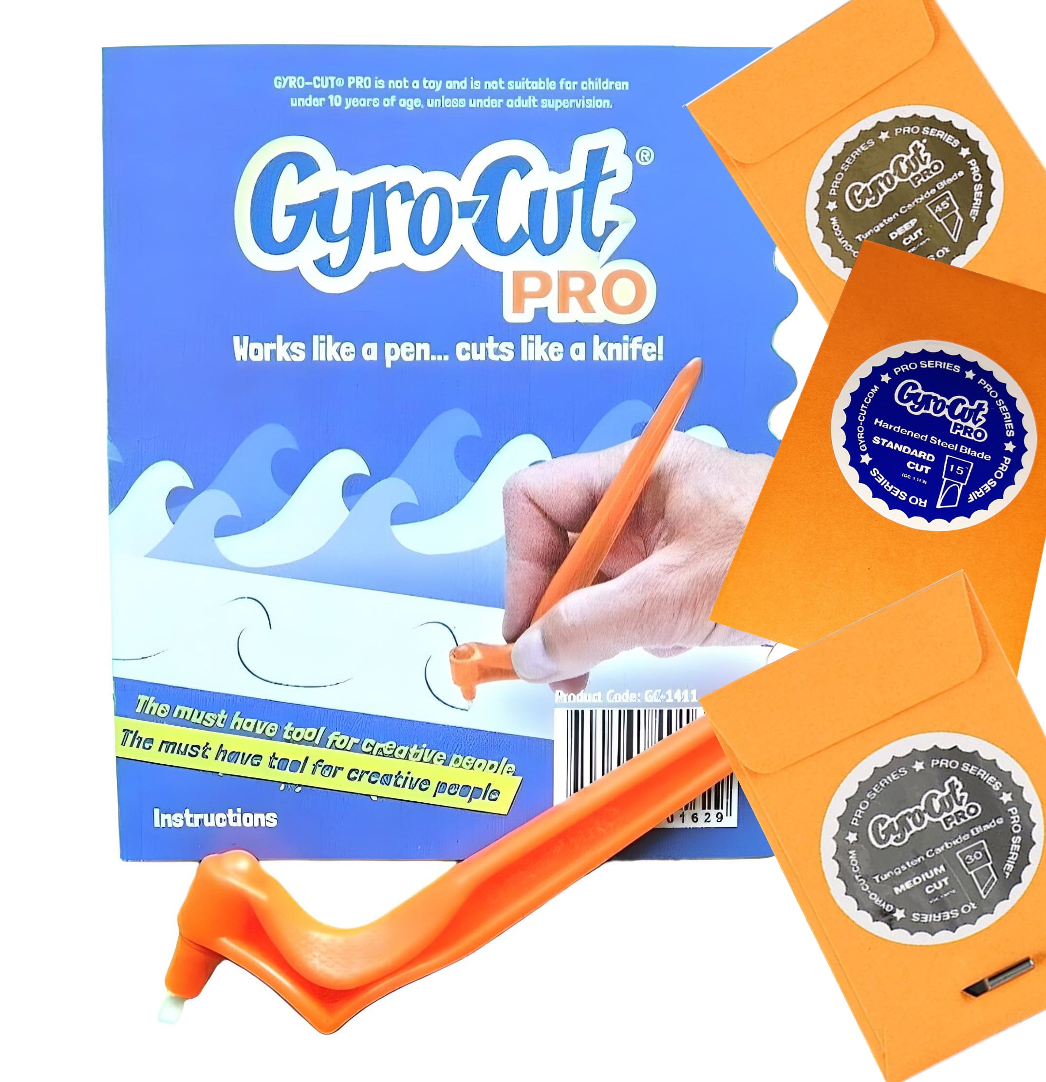 Genuine Gyro-Cut® PRO Tool Kit Including 3 Blades - Standard, Medium and  Deep Cut Blades 