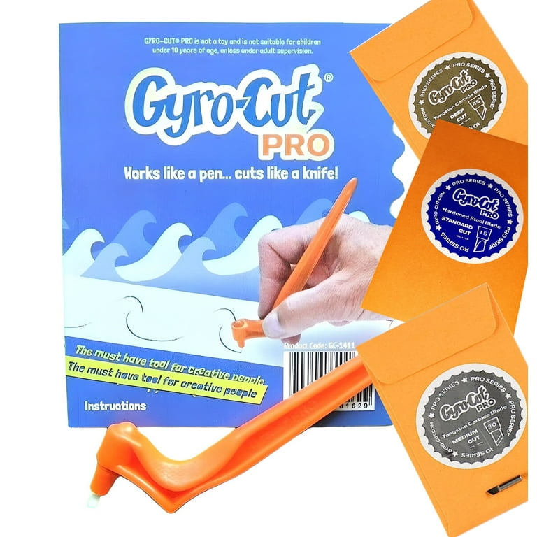Genuine Gyro-Cut Pro Tool Kit Including 3 Blades - Standard, Medium and Deep Cut Blades, Orange