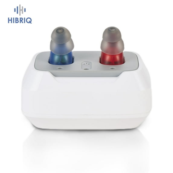HIBRIQ Rechargeable Hearing Aids for Seniors, Invisible In-Ear OTC Digital Hearing Aids with Charging Case, Noise Cancelling, Feedback Reduction & Clear Speech Technology HH-1631