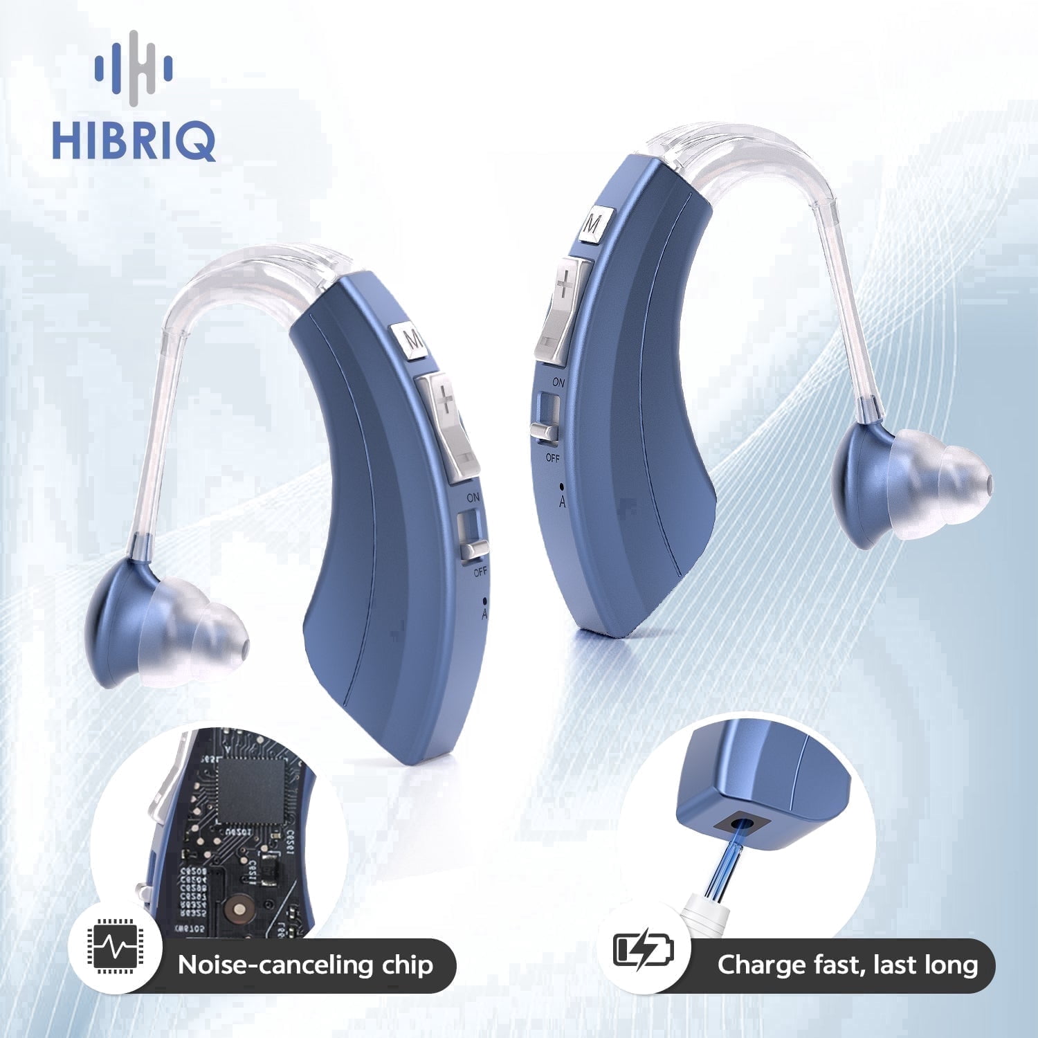 HIBRIQ Rechargeable Hearing Aids with Enhanced Speech, Noise Reduction & Feedback Cancellation for Seniors HH-1220AX