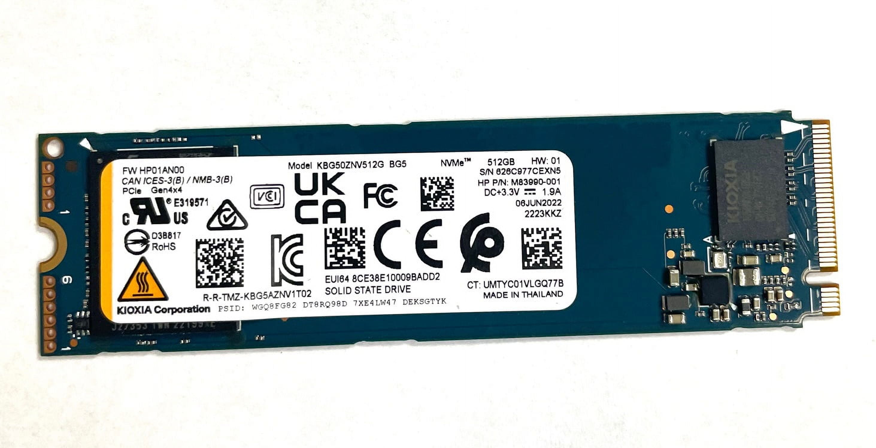 Genuine HP KIOXIO 512GB Sold state Drive SSD KBG50ZNV512G Genuine HP KIOXIO 512GB Sold state Drive SSD KBG50ZNV512G