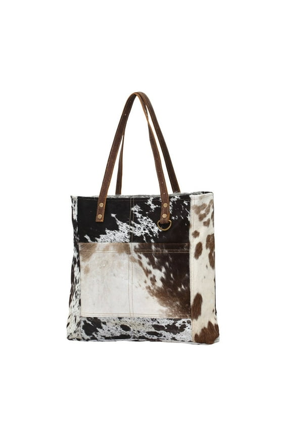 Bag Women's Harion Front Pocket Bag Faux Fur Double Handle Animal Print New