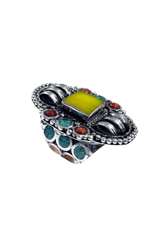 Bohemian Statement Ring for Men & Women Handmade Tribal Design Jewelry Adjustable Band Boho Chic Fashion Accessory