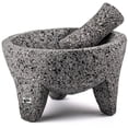 thumbnail image 1 of Genuine Handmade Mexican Mortar and Pestle, Molcajete de Piedra Natural Volcanica Stone, Heavy & Durable, Perfect for Homemade Salsas, Guacamole, and other Molcajete Plates | Made in Mexico (8 Inches), 1 of 5