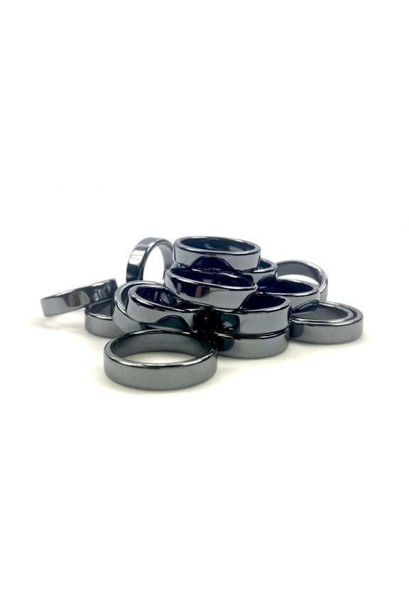 Rings Set, Black Hematite Stone Ring, Unisex Band, 20 Rings, Variety Size